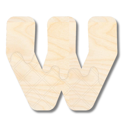 Unfinished Wood Layered Etched Themed Letters | Ice Cream | A-Z | 2 Piece | up to 24"