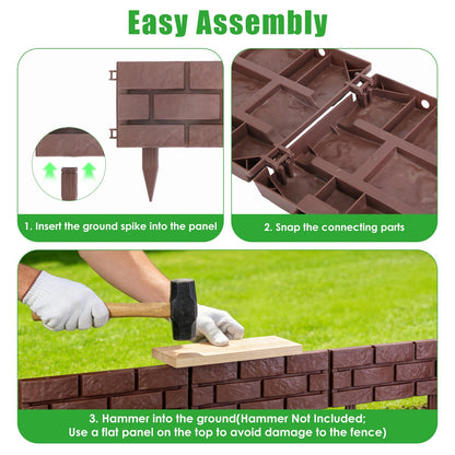 Garden Border Edging Panels 12-Pack with Rotatable Connectors