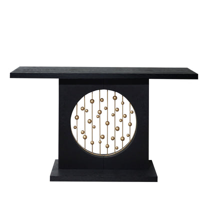 Console Table With Circular Art Decor For Living Room - Multi
