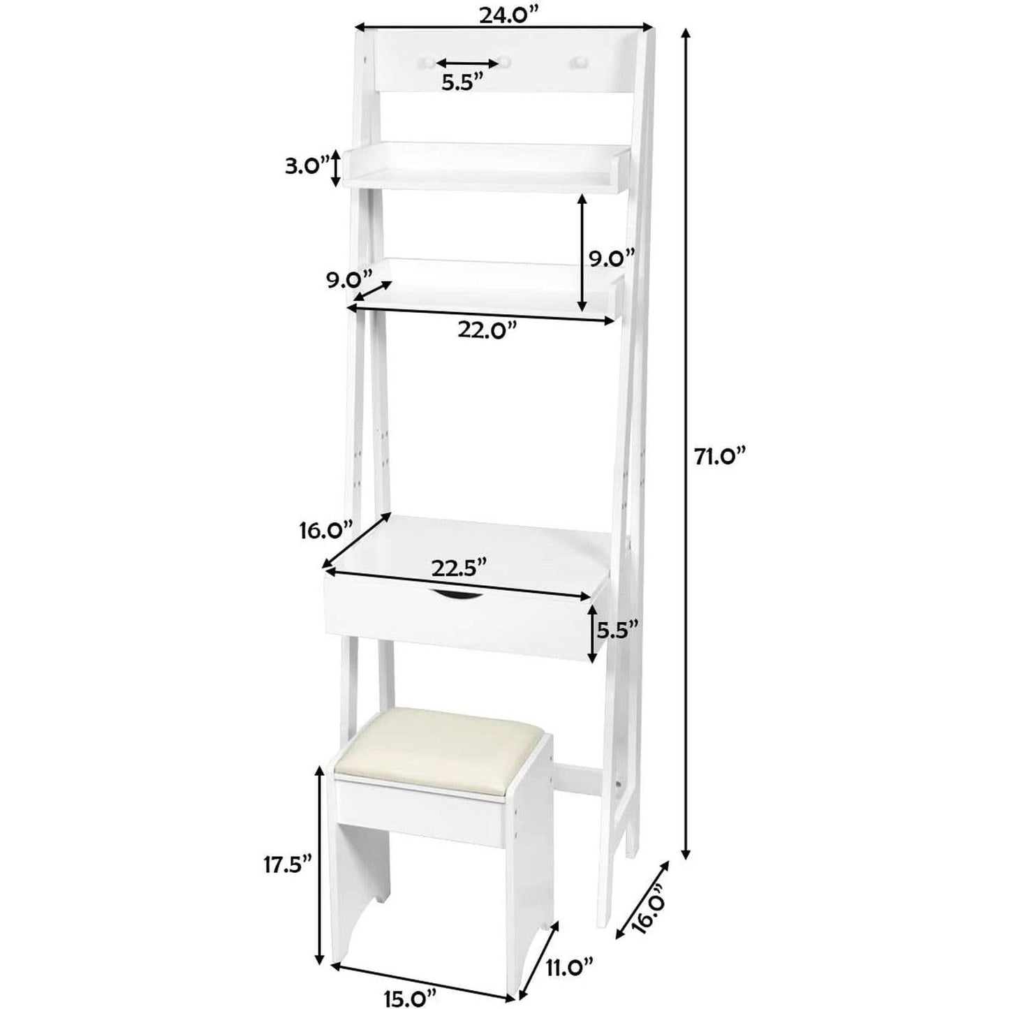 3 In 1 Vanity Table With Flip Top Mirror Makeup Desk