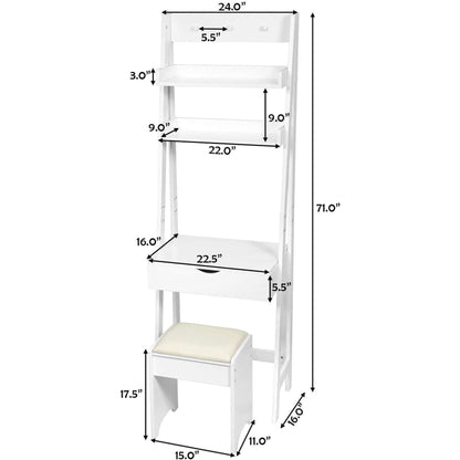 3 In 1 Vanity Table With Flip Top Mirror Makeup Desk