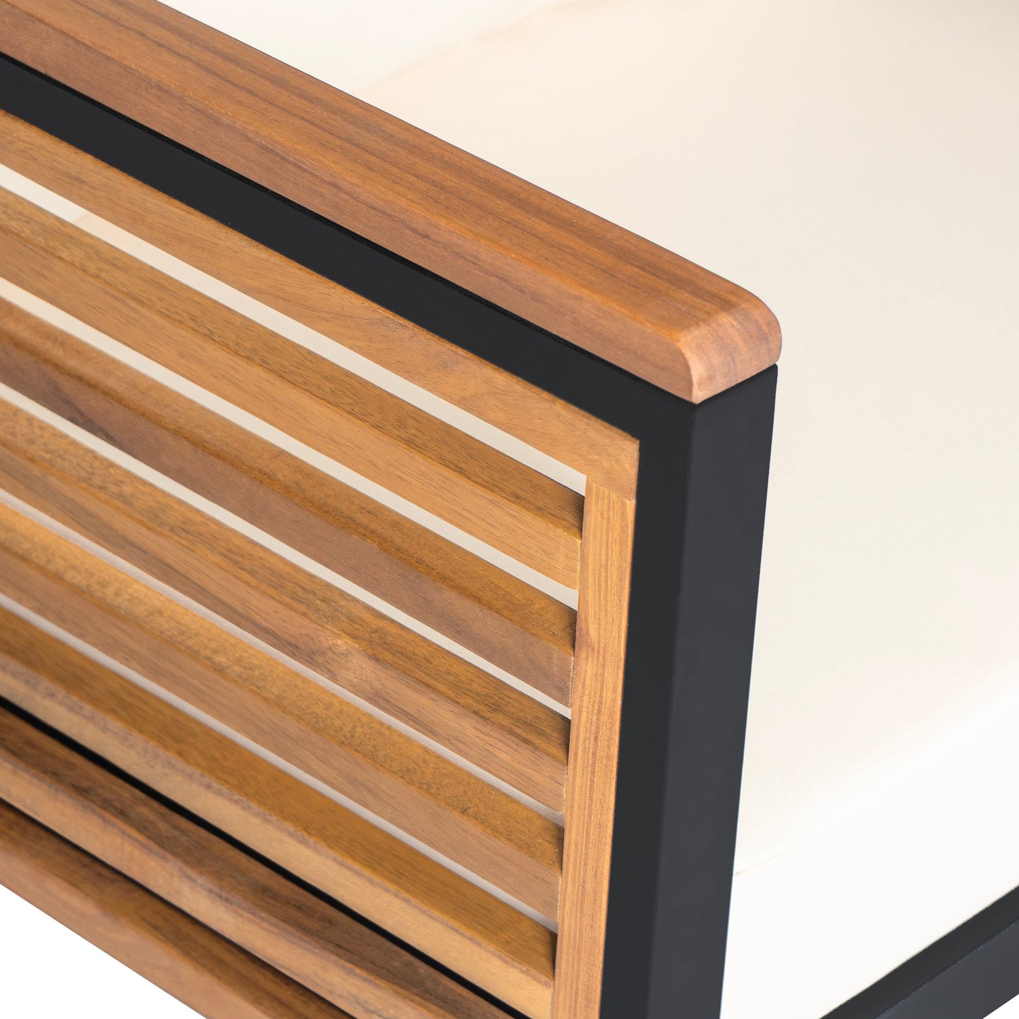 Outdoor Sofa Set 4 Piece Acacia Wood Steel Modern