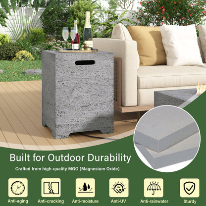 2-in-1 Outdoor Fire Pit and Propane Tank Stand Set 41.9 Inch, Beige Grey