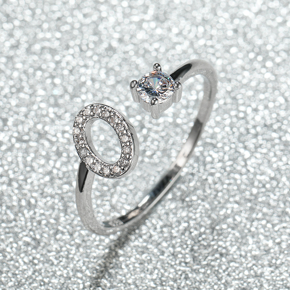 Popular Fashion Silvery AZ Letter Ring Initials Wedding Love Couple Rings Bridesmaid Gift