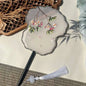 Ancient Style Fan Chinese Style Hanfu Dance Shooting Long Handled Embroidered Classical Double Sided Fan Female Decorative Fan