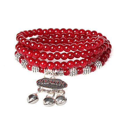 Red Agate Good Luck Beaded Bracelet