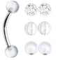 16G Clear Ball 4 Pair Interchangeable Eyebrow Pack Set