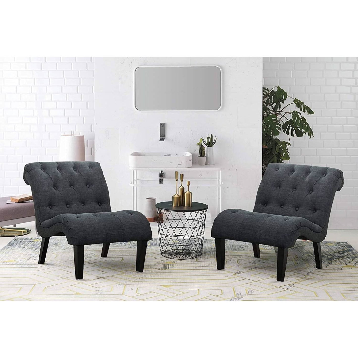Button Tufted Slipper Chair For Compact Living Room Decor