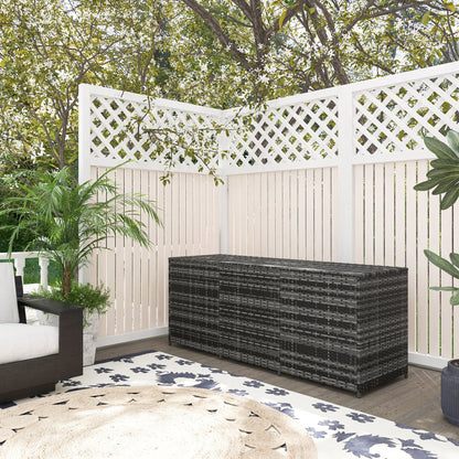 175 Gallon Outdoor Storage Box with Inner Liner, PE Rattan Wicker Deck Box with