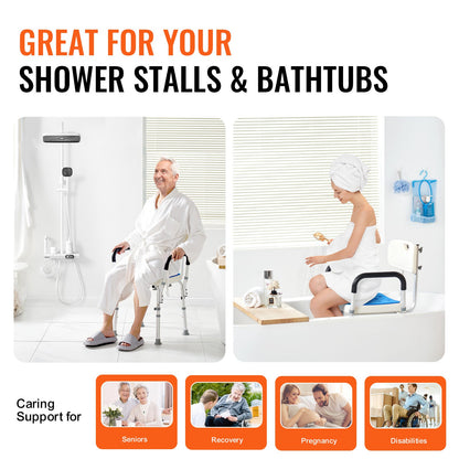 Shower Chair Bath Stool Aluminum 400 LB 6-Level Adjustable Head Holder