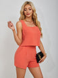 Square Neck Wide Strap Tank and Shorts Set