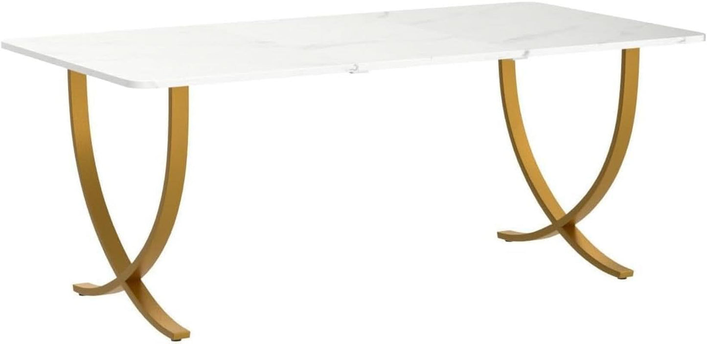 Executive Desk 63W X 31.5D White And Gold Computer Desk