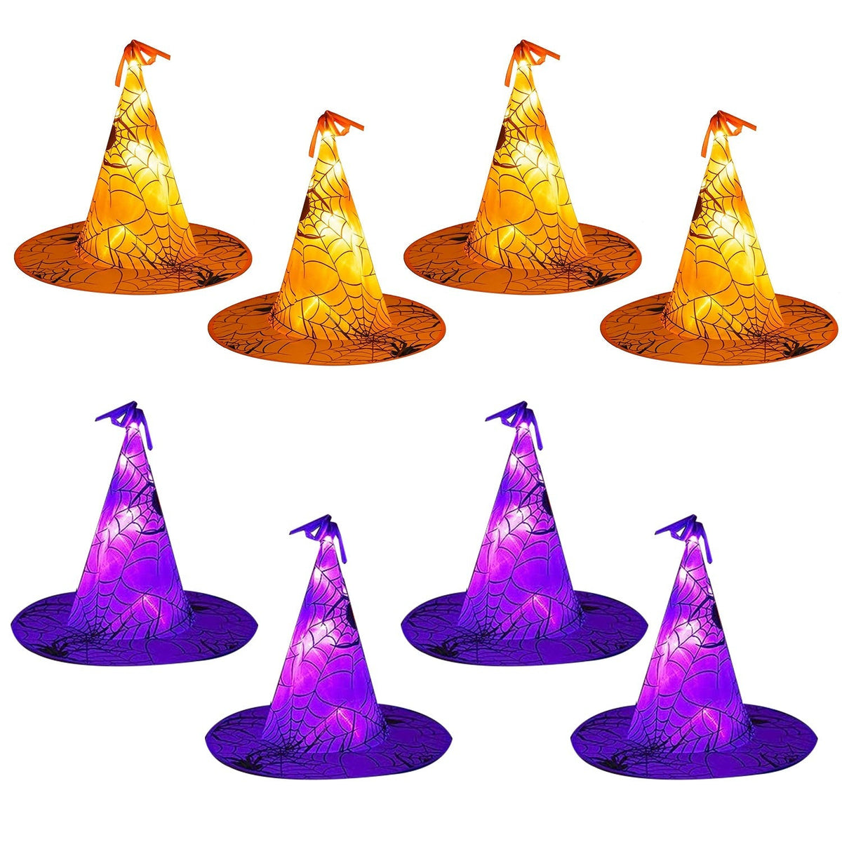 8-Pack Witch Hat Hanging String LED Lights Halloween Indoor Outdoor Decor