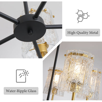 Chandelier 5-Light Black Gold Farmhouse Textured Glass Pendant Modern