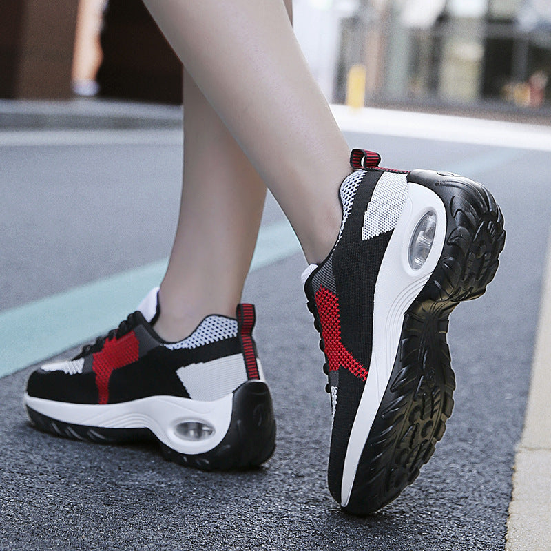 Lightweight Soft-soled Rocking Shoes With A Flyknit Mesh Upper And Air Cushion