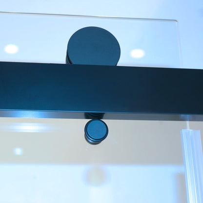 56-60in W x 60in H Frameless Double Sliding Tub Shower Door, Matte Black, 8mm