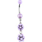 Purple Duality Dapper Drop Faux Pearl Belly Ring