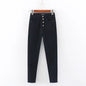 Single breasted jeans women's feet