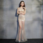 Tube top slit long evening dress