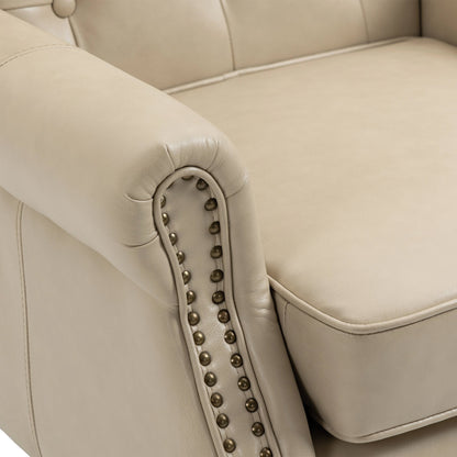 Accent Lounge Chair PU Leather Camel Rubber Wood Legs Sinuous Springs 250 LB