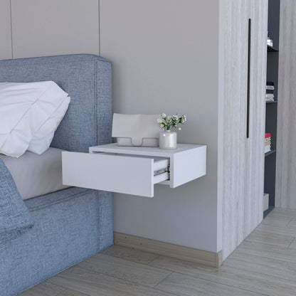 White Wall-Mounted Floating Nightstand