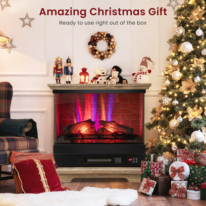 27 Inch Freestanding Fireplace with Remote Control