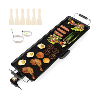35 Inch Large Electric Griddle Nonstick BBQ Grill with Adjustable Temperature
