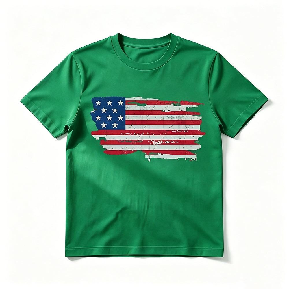 Flag-print Crew-neck Short-sleeve T-shirt