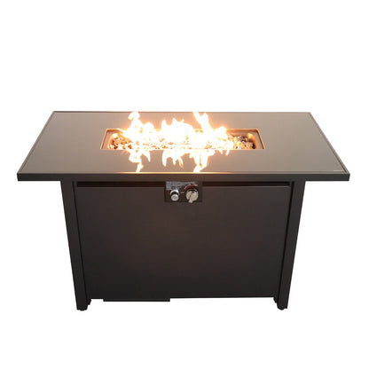 Contemporary Steel Outdoor Fire Pit Table with Lid, Black, 22x42 Inch