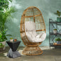 Outdoor Egg Chair PE Rattan Swivel Basket Natural Cushion 30.5in