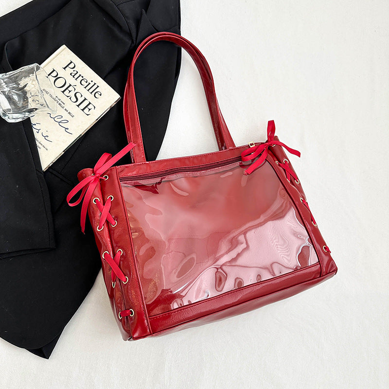 Large-Capacity Ribbon Bow Handheld Shoulder Bag