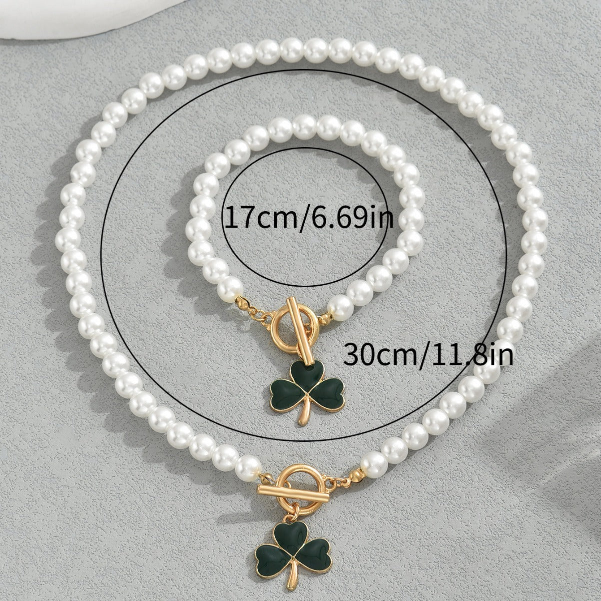 2026 Minimalist Heart Clover Women Jewelry Set, Niche Beaded Design Matching Clavicle Chain & Bracelet, Elegant Daily Matching Accessories