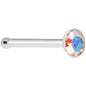 925 Silver 2mm Round Aurora Nose Bone Created with Crystals