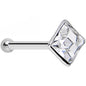 Sterling Silver 2mm Square Nose Bone Created with Crystals