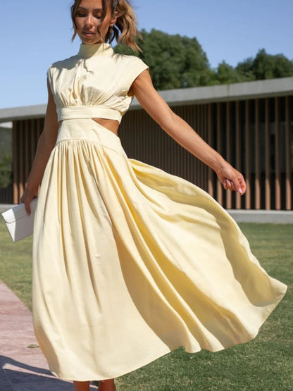Elegant Cutout Mock Neck Sleeveless Dress