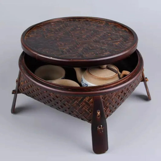 Bamboo & Lacquer Tea Set Storage Box – Chinese Tea Organizer
