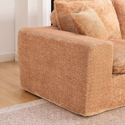Sectional Sofa Modular Boucle Orange 4 Seat Reversible Chaise 107 In