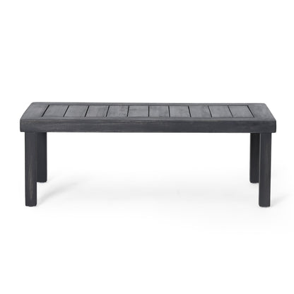Outdoor Patio Set Acacia Wood Gray 2 Piece Loveseat Coffee Table Cushions