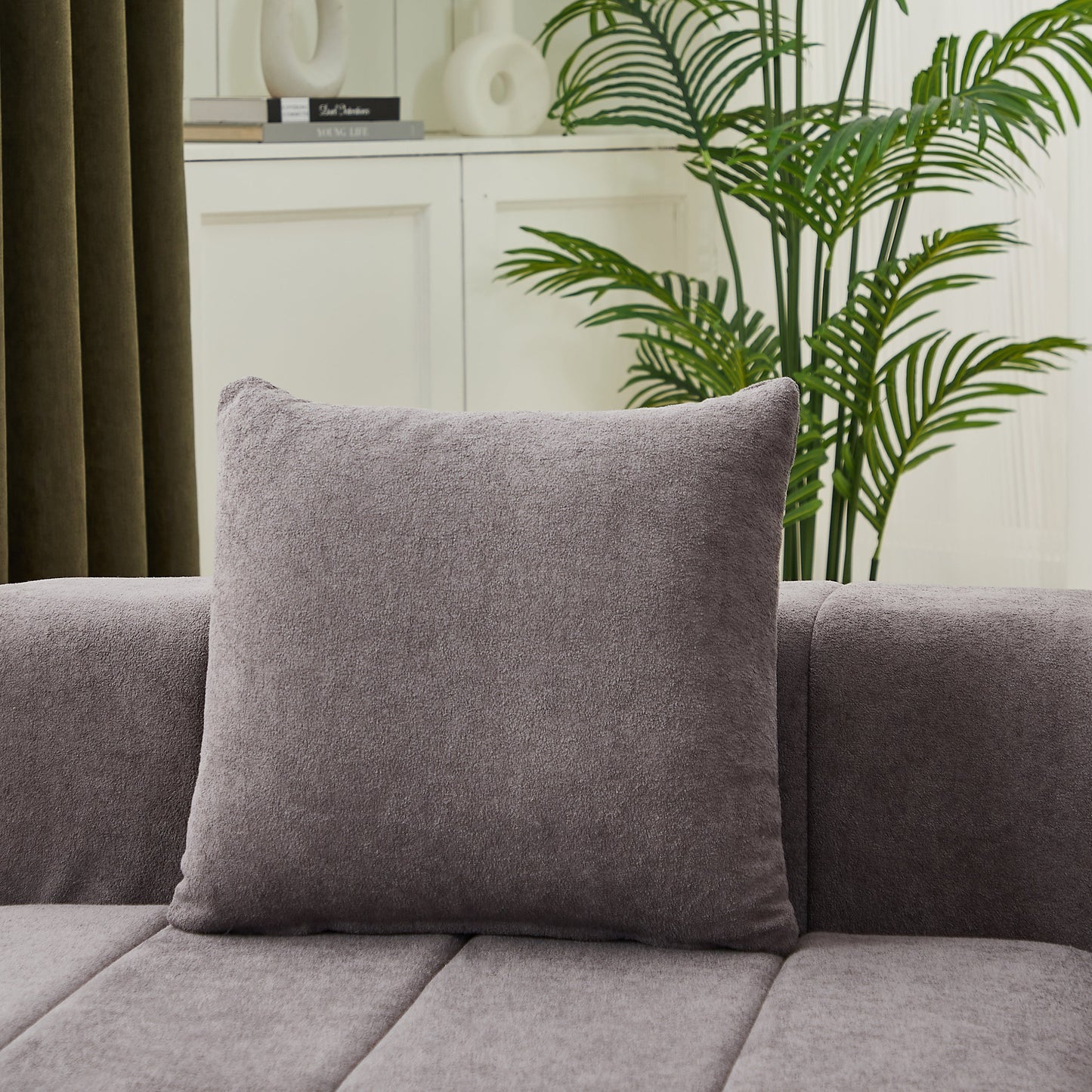 Loveseat Modular Chenille Gray 2 Seat Piano Key Design