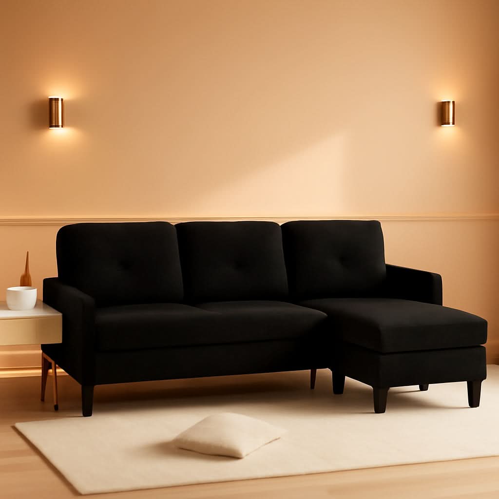 Adjustable L Shaped Sofa With Storage In Black Nordic Style