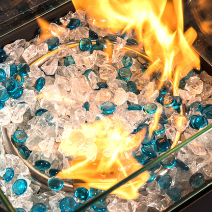 24' Propane Gas Fire Pit Table, 50000 BTU Square Fire Pit, Tile Tabletop with