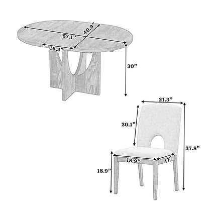 Modern 5-Piece Extendable Round Dining Table Set with 16.2inch Removable Leaf