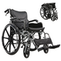 Wheelchair Manual Transport Folding Carbon Steel 20 In Seat Quick Release