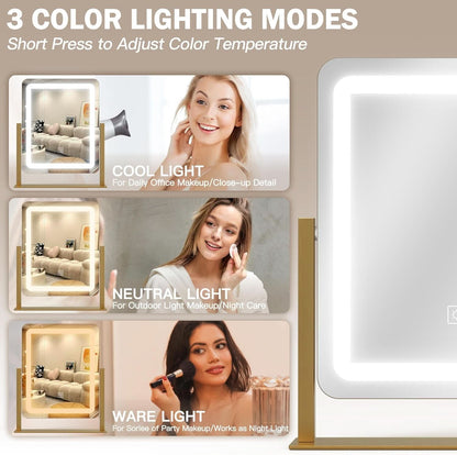 Vanity Makeup Mirror With Lights 12.6x15 Gold Touch Control