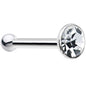 Sterling Silver 1.8mm Clear Nose Bone Created with Crystals