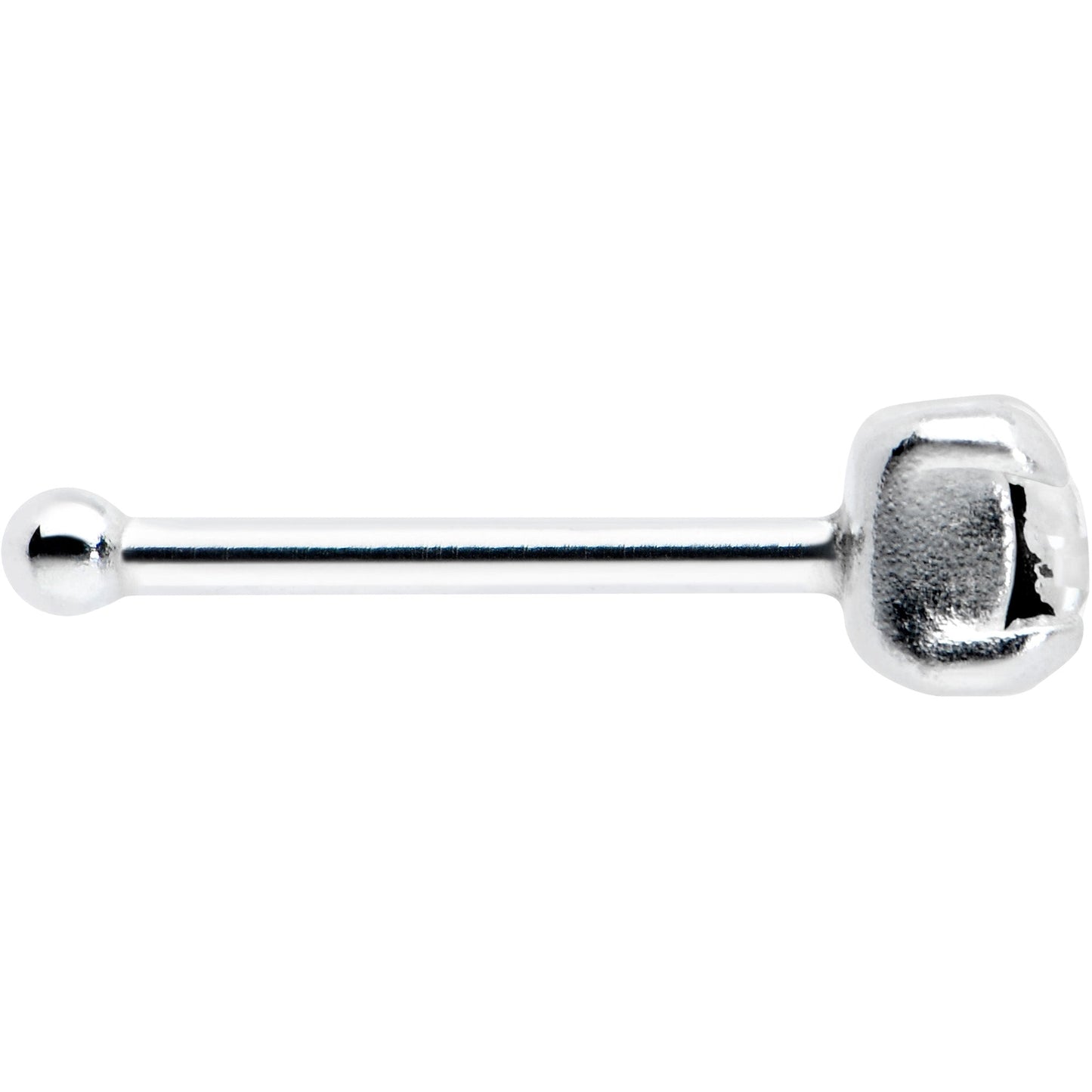 Sterling Silver 2mm Clear Nose Bone Created with Crystals