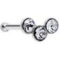 925 Silver 2mm Clear Trio Nose Bone Created with Crystals