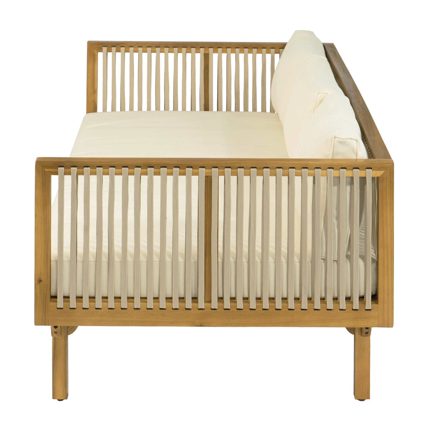 Outdoor Patio Sofa Acacia Wood Rope 67.5
