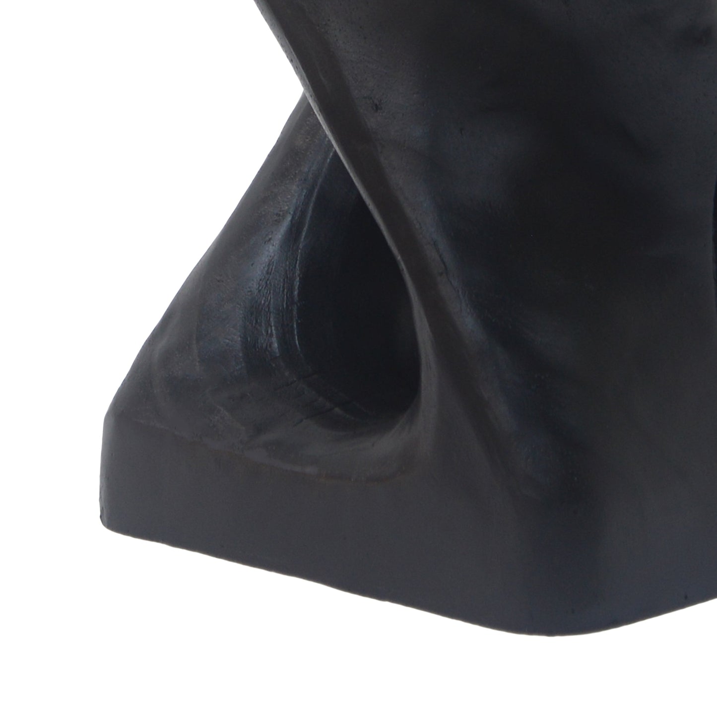 MGO Twist Shape Side Table, Wood-like Texture, Black, 11.75x11.75x16 in