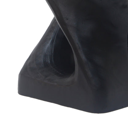 MGO Twist Shape Side Table, Wood-like Texture, Black, 11.75x11.75x16 in